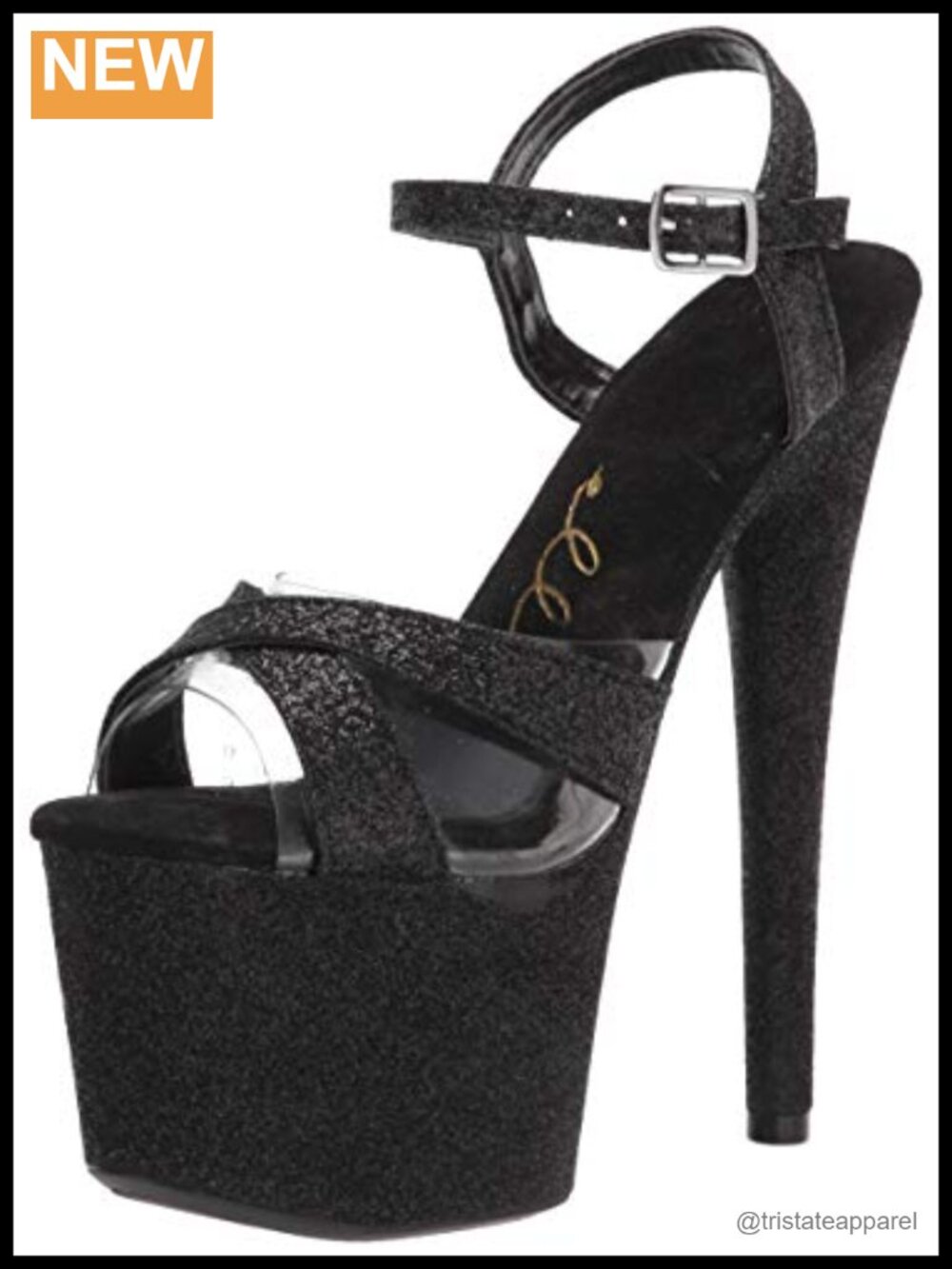 Stiletto Platform Heeled Sandal Ankle Strap Glitter Formal Night Out